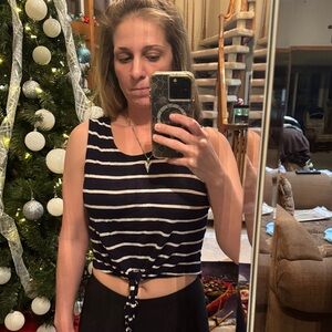 Striped Navy and White Women's Top